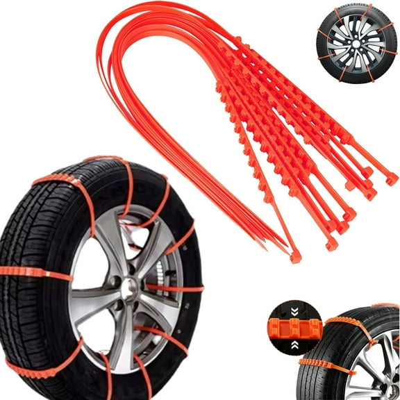 Universal Tire Chain Anti Skid Wheel Belts, Universal Reusable Anti-Skid Nylon Tire Chains, Snow Chains for Car Tires,Nylon Straps Zip Ties,Adjustable Anti-Slip Tire Cables for Snow and Ice(40PCS)