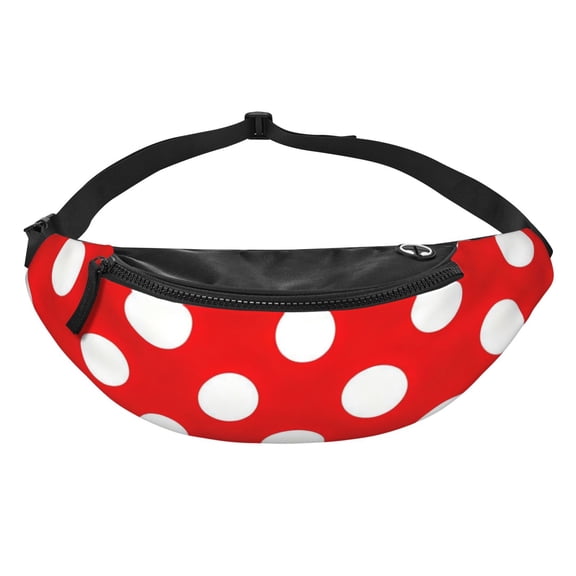 Women Men Polka Dot Red Fanny Pack Sling Crossbody Bag for Outdoor Travel Sports Hiking