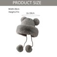 thumbnail image 2 of Gorro con pompón de invierno para mujer, gorro de punto mullido para mujer, gorro de calavera de ganchillo de piel sintética, gorro cálido para la oreja al aire libre, 2 of 5