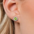 thumbnail image 3 of Gem Stone King 14K White Gold Green Peridot and White Lab Grown Diamond Removable Earrings Jackets for Women | 2.48 Cttw | Gemstone August Birthstone | Round 6MM, 3 of 6