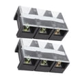thumbnail image 3 of Terminal 2pcs Wire Barrier Block Terminal Strip 600V 100A TC Fixed Iron Dual Rows Terminal Strip with Cover Black, 3 of 7