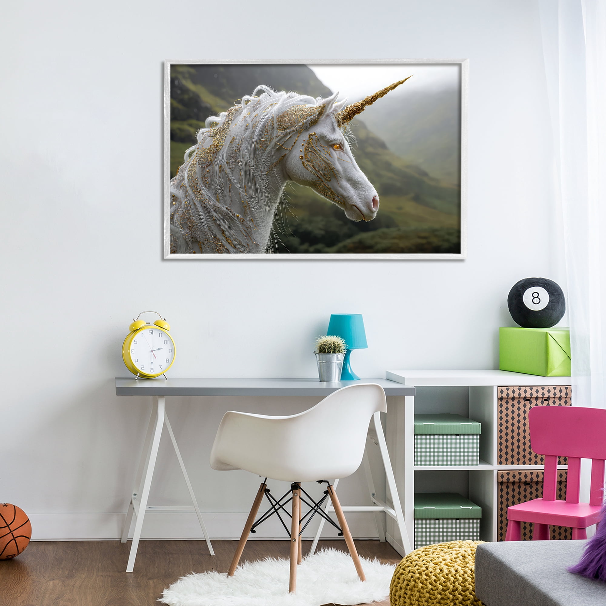 Stupell Industries Ornate Celtic Unicorn White Framed Giclee Art, design by The Wands Want