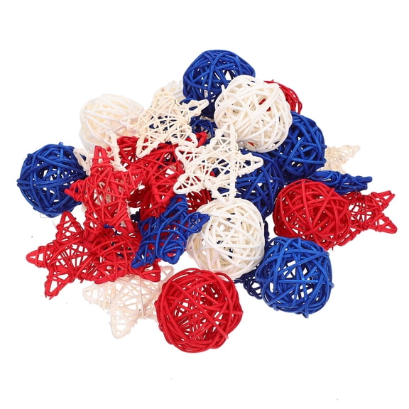 30 Pcs Independence Day Takraw Patriotic Ball Decor Star Shaped Rattan Balls Vases Decorative