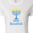 thumbnail image 4 of Inktastic Happy Hanukkah with Blue Menorah Women's T-Shirt, 4 of 5