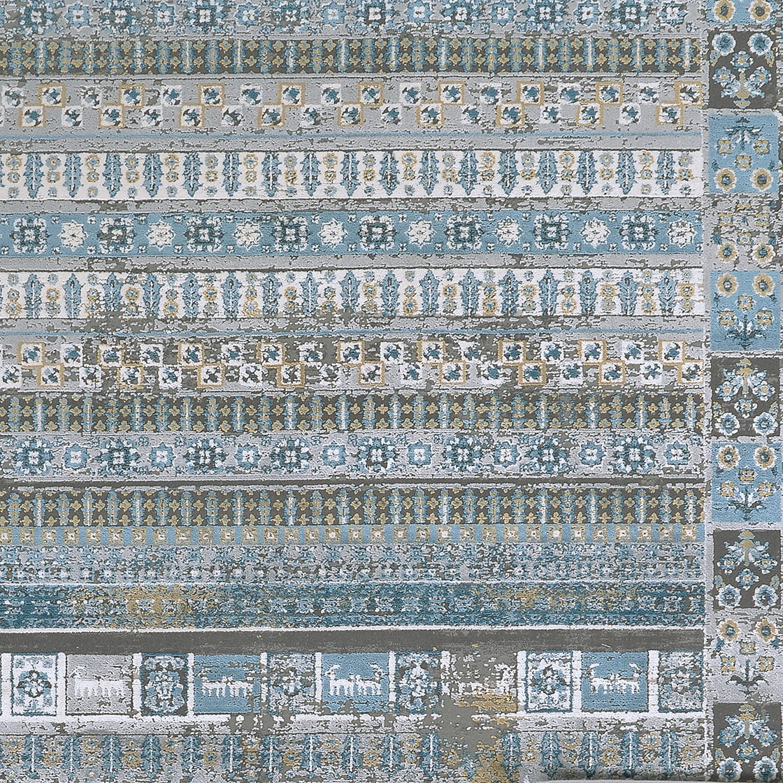 Couristan Siena Tessera 7'10" x 10'5" Blue-Gold-Steel Area Rug