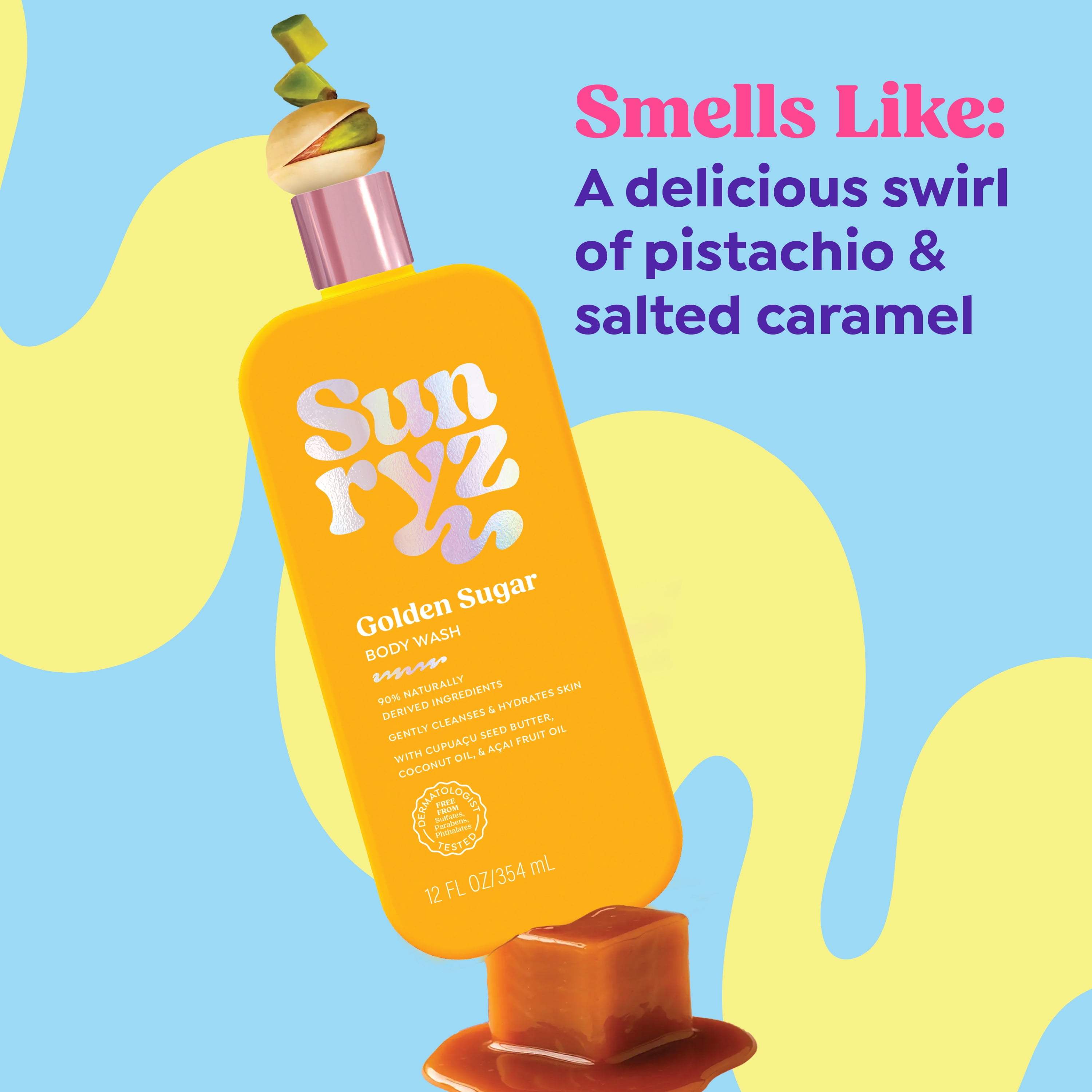 Sunryz Golden Sugar Hydrating Body Wash with Cupuaçu Butter & Coconut Oil, 12 fl oz