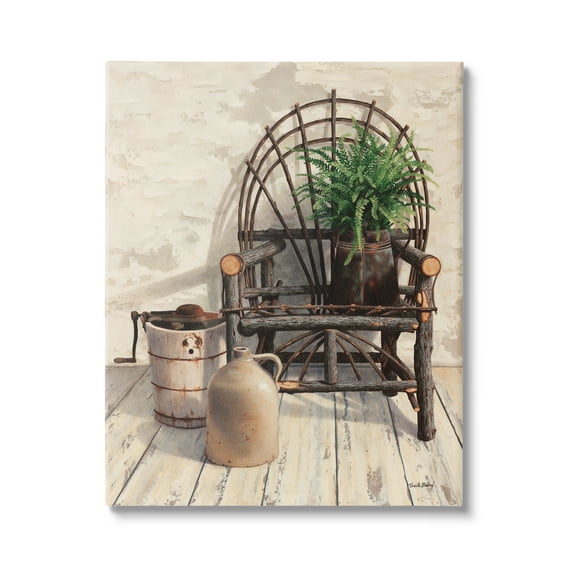 Stupell Industries Comfortable Porch Chair Still Life Rural Plant Painting Gallery Wrapped Canvas Print Wall Art, Design by Cecile Baird