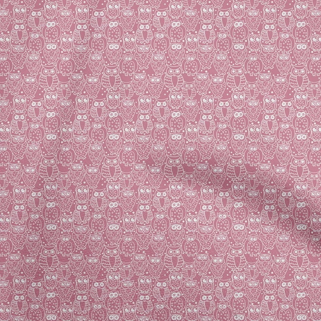 oneOone Cotton Poplin Twill Pink Fabric Owl Craft Projects Decor Fabric Printed By The Yard 56 Inch Wide