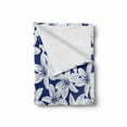 thumbnail image 2 of Navy Soft Flannel Fleece Throw Blanket, Tropical Hibiscus Flower Petals Exotic Blossoms Hawaiian Holiday Style Image, Cozy Plush for Indoor and Outdoor Use, 70" x 90", White Dark Blue, by Ambesonne, 2 of 6