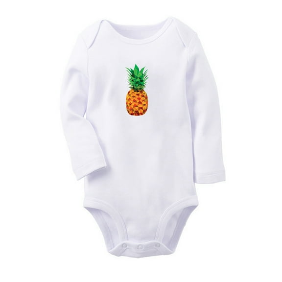 Fruit Pineapple Image Print Cute Rompers, Newborn Baby Unisex Bodysuits, Infant Jumpsuits, Toddler 0-12 Months Kids Long Sleeves Oufits (White, 6-12 Months)