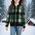 thumbnail image 2 of CYRBOKO Girls Jackets with Zip, Casual Thermal Plaid Long Sleeve Winter Outerwear Army Green Size 9-10 T, 2 of 6
