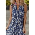 thumbnail image 3 of Elegant Blue Floral Sleeveless Colorblock Notched V Neck Mini Dress for Women | [ZhiHiMeRi] | (US 12-14)L, 3 of 9