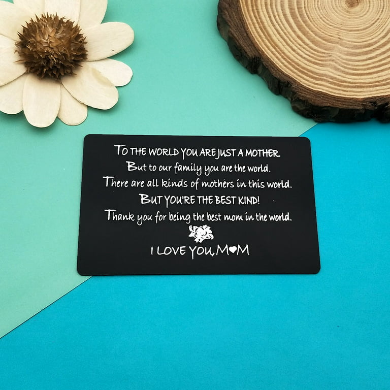 Mother Gift from Daughter Son Engraved Wallet Card for Mom