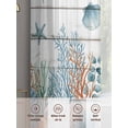 thumbnail image 6 of Teal Blue Coastal Sheer Curtains 63 Inch Length 2 Panels Set Window Treatments, Summer Beach Starfish Shell Coral Nautical Vintage Semi Curtains for Living Room/Bedroom/Kitchen, 104"W x 63"L, 6 of 7