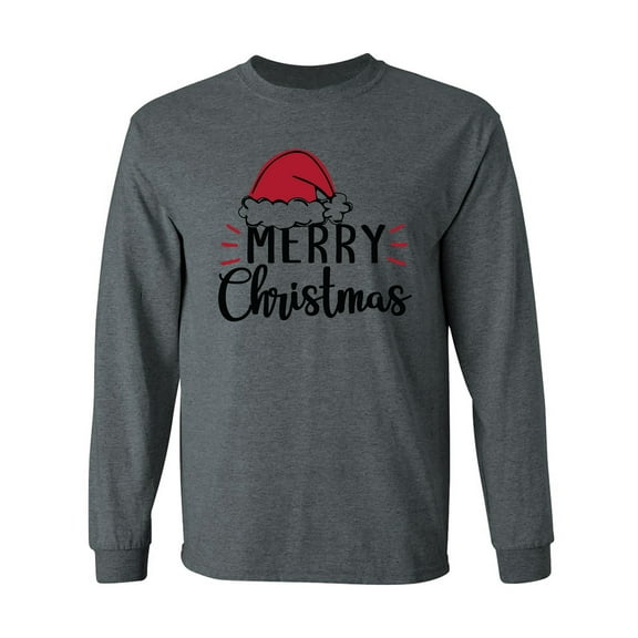 Merry Christmas Hat Adult Long Sleeve T-shirt