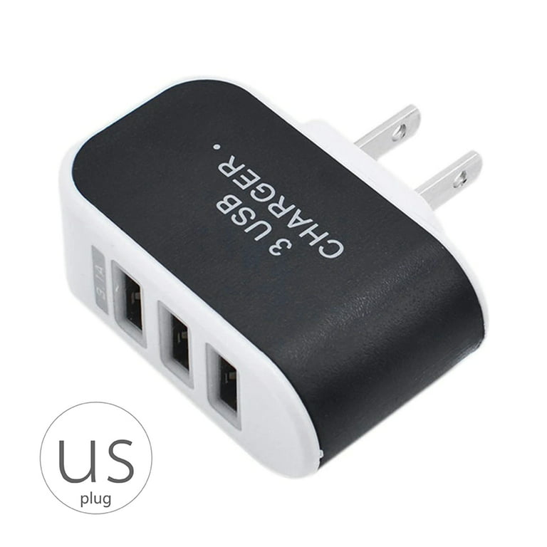 Black Multi 3-Port USB AC Wall Charger Home Plug 3.1A Universal for Cell  Phones