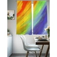 thumbnail image 5 of Sheer Curtains 72 Inches Long, Abstract Ombre Colored, Light Filtering Window Curtains for Living Room, Rainbow Watercolor Painting Art Rod Pocket Voile Sheer Curtain Drapes, 52"W x 72"L, 2 Panels, 5 of 8