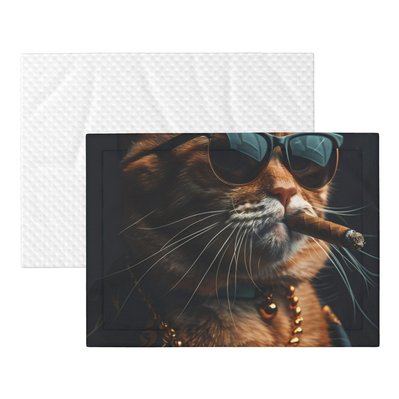 Naloa Dapper Cat in Sunglasses Dog Blanket, 3 Sizes Cat Blanket for Indoor Cats Large Medium Small Dog Gifts-Medium