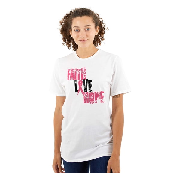 Faith Love Hope Breast Cancer Aware Women's Plus Size Graphic Tee Brisco Brands 2X