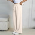 thumbnail image 5 of Stralyhd Women’s Wide Leg Sweatpants Classic Soft Baggy Drawstring Sweat Pants Trendy Elastic High Waist Casual Dressy Fall Trousers with Pockets Beige L, 5 of 5