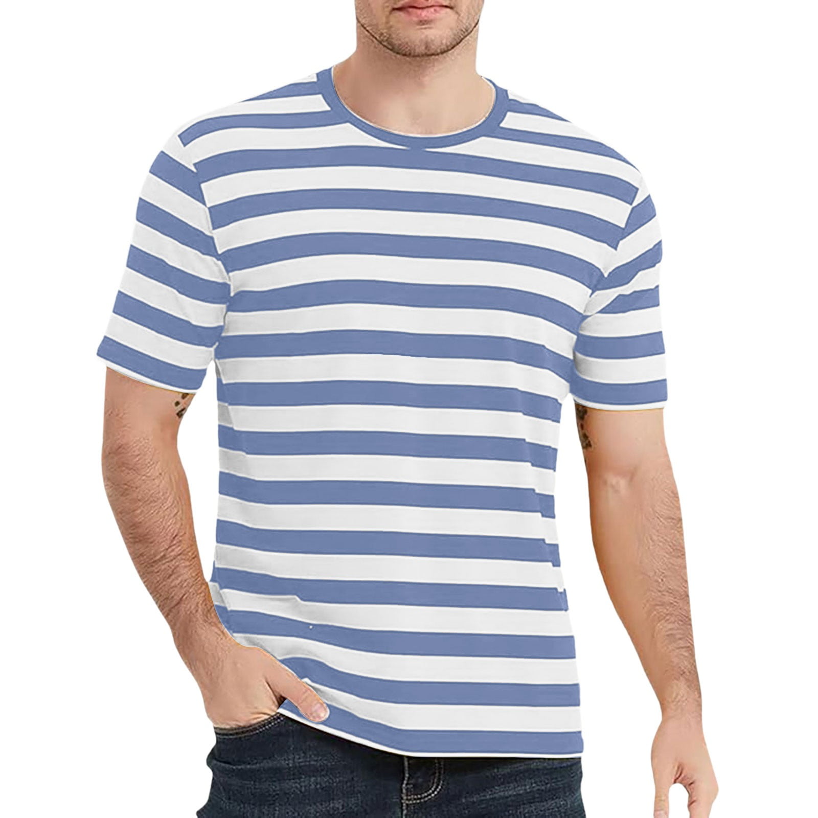 T-shirt Homme Col Rond Manches Courtes - Parfait Pour L'été