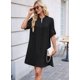 thumbnail image 5 of Vestido Camisero de Verano para Mujer, Informal, de Corta, con Botones y Cuello en V, Talla Grande Negro L, 5 of 6