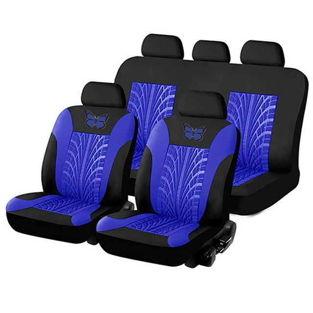 Lksixu Full Set Of Car Seat Covers, Universal Embroidered Car Seat Cover Set Storage Bins Organizers and Storage