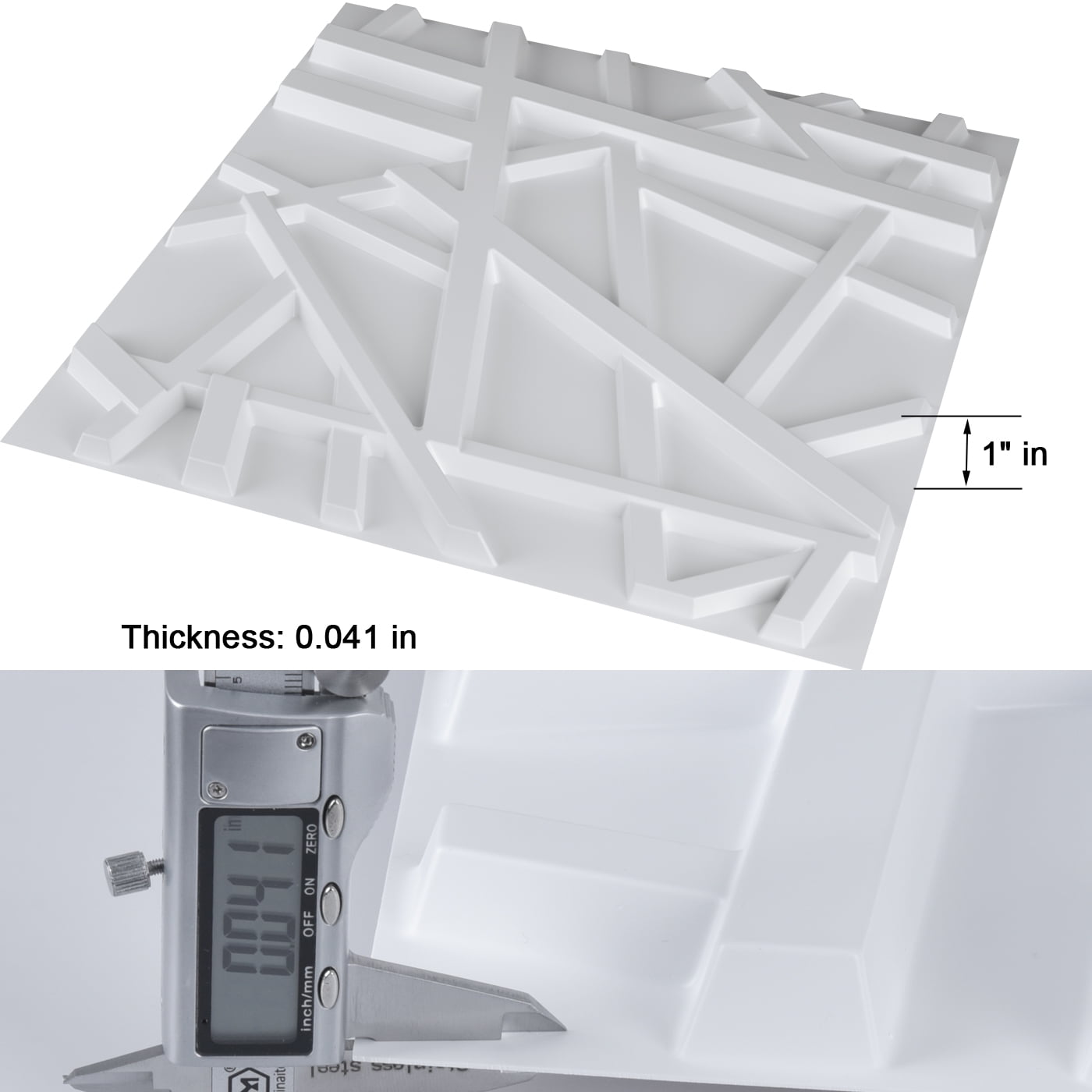 Art3d 19.7" x 19.7" ‎3D PVC Wall Panels in White, 2ft x 2ft-12 Pack, Covering 32 Sq.ft