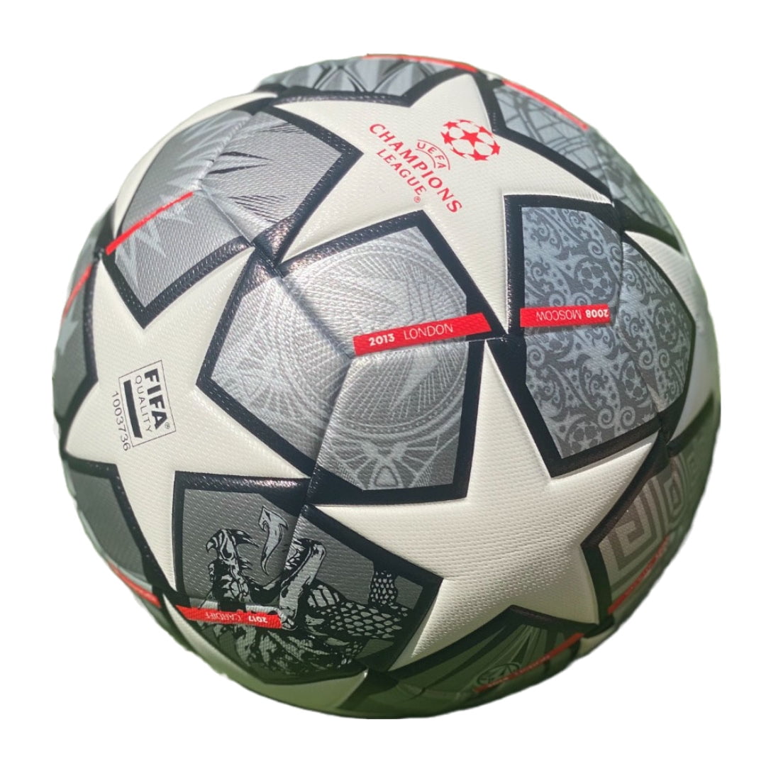 Tych3L Size 5 High Quality Soccer Ball Champions League Gray White