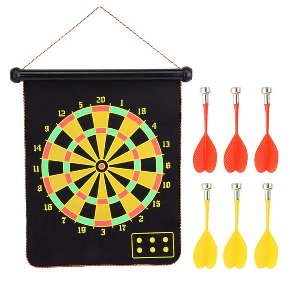 2024,15inch Magnetic Double Sided Dart Board Wall Hanging Dartboard with 6 Safety Darts