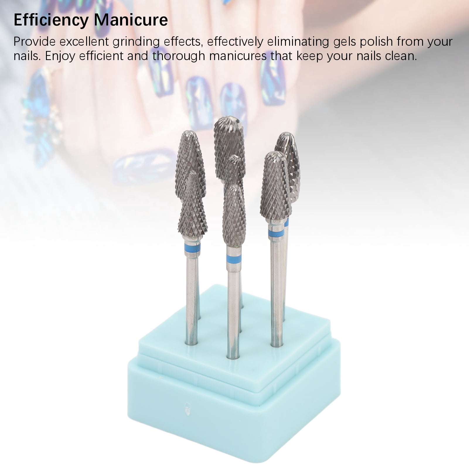 BIMZUC 7pcs Tungsten Carbide Nail Drill Bits Set Professional Manicure Grinding Head Kit Portable Nail Art Tool for Acrylic Gel Polish Removal with Storage Box