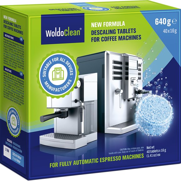 Tabletas limpiadoras y desincrustantes para cafeteras WoldoClean