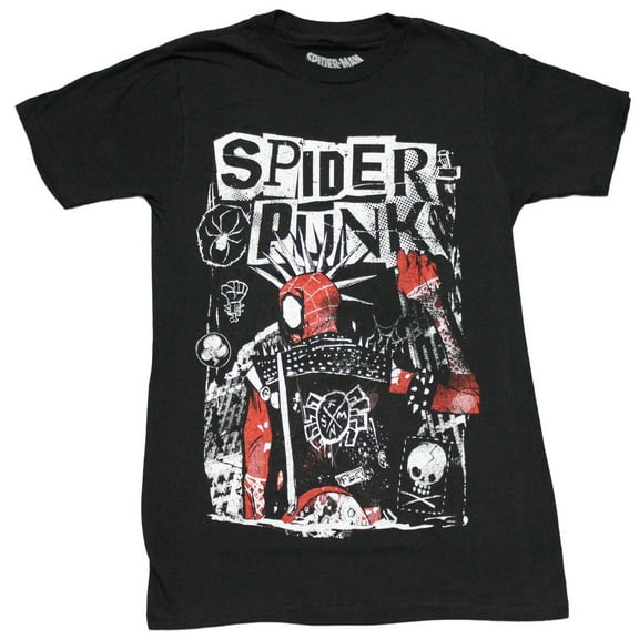 Spider-Man Mens T-Shirt - Spider Punk Black White And Red