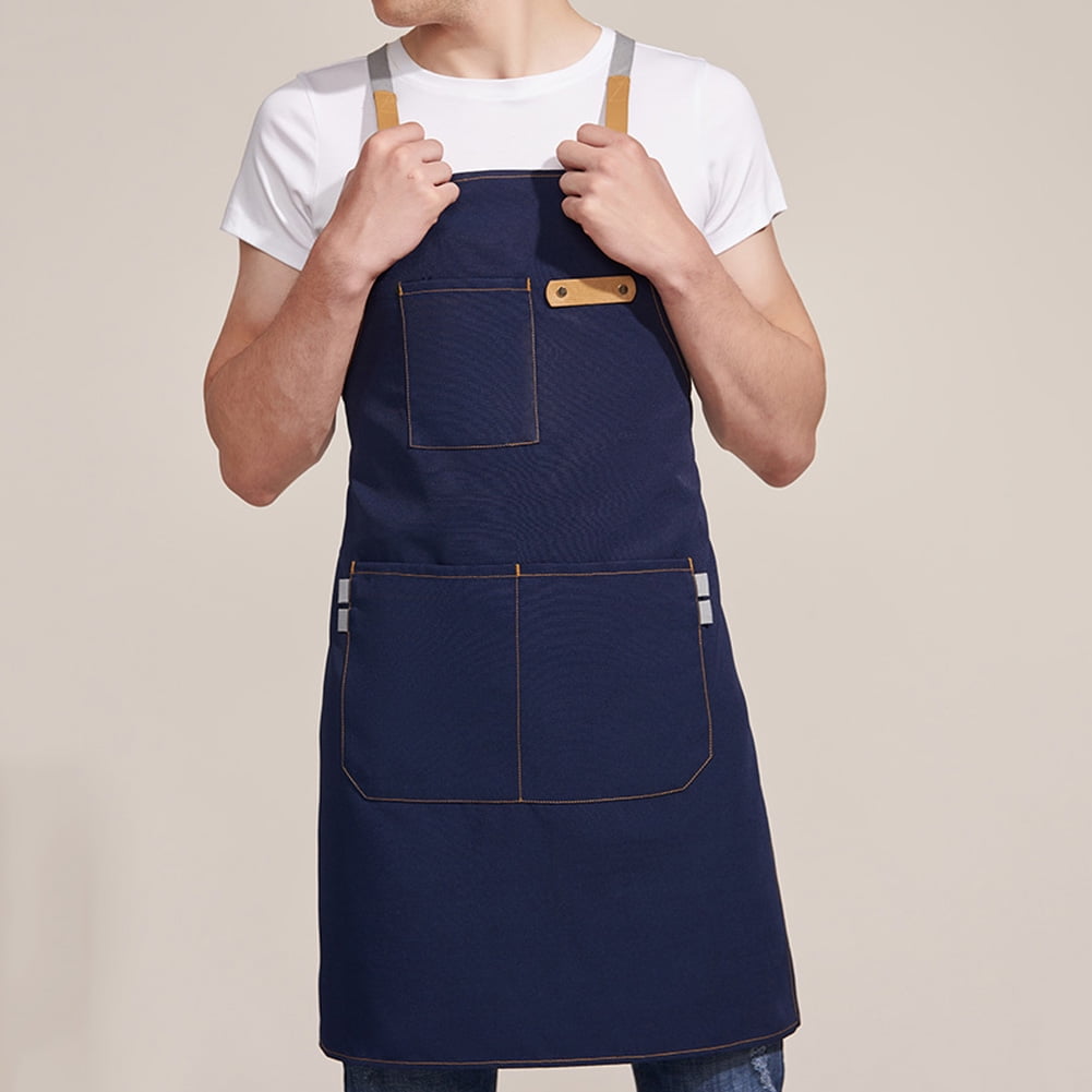 Canvas Work Apron CrossBack Straps Adjustable Chef Aprons Kitchen Bib