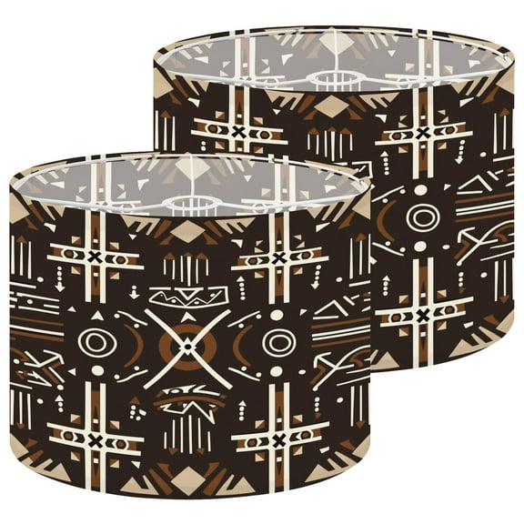 Lampshades 2 Pack traditional African tribal mudcloth seamless Use for fabric 13"x13"x10" Light Shade for Table Lamps Floor Lamps Drum Lamp Shades Lampshade Replacement Easy Assembly