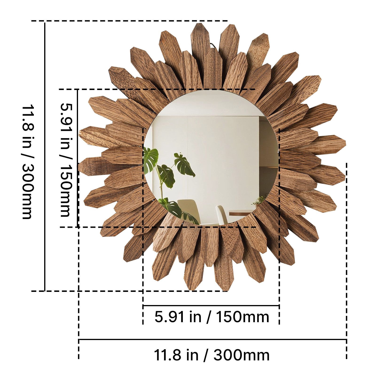 12-Inch Decorative Wall Mirror, Vintage Elegant Bohemian Retro Design, Round Accent Mirror for Bedroom Living Room Entryway Home Wall Decor