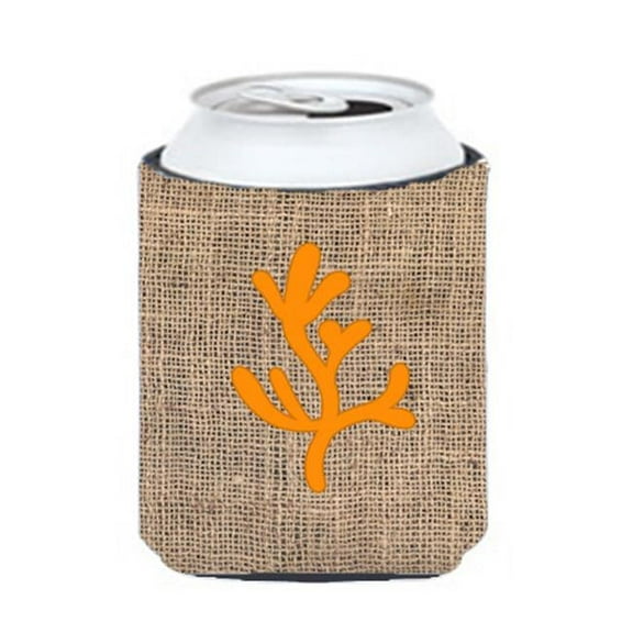 Coral Burlap And Orange Can Or Bottle  Hugger