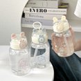 thumbnail image 4 of Botella de agua con estampado de dibujos animados de 500ml para niños, botella de agua con pajita de plástico escolar con tapa a prueba de fugas, vajilla portátil para acampar, 4 of 4