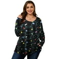thumbnail image 5 of LARACE Womens Plus Size Long Sleeve Tops Tunic Tops Casual Floral Henley Shirts Flower95 2X, 5 of 7
