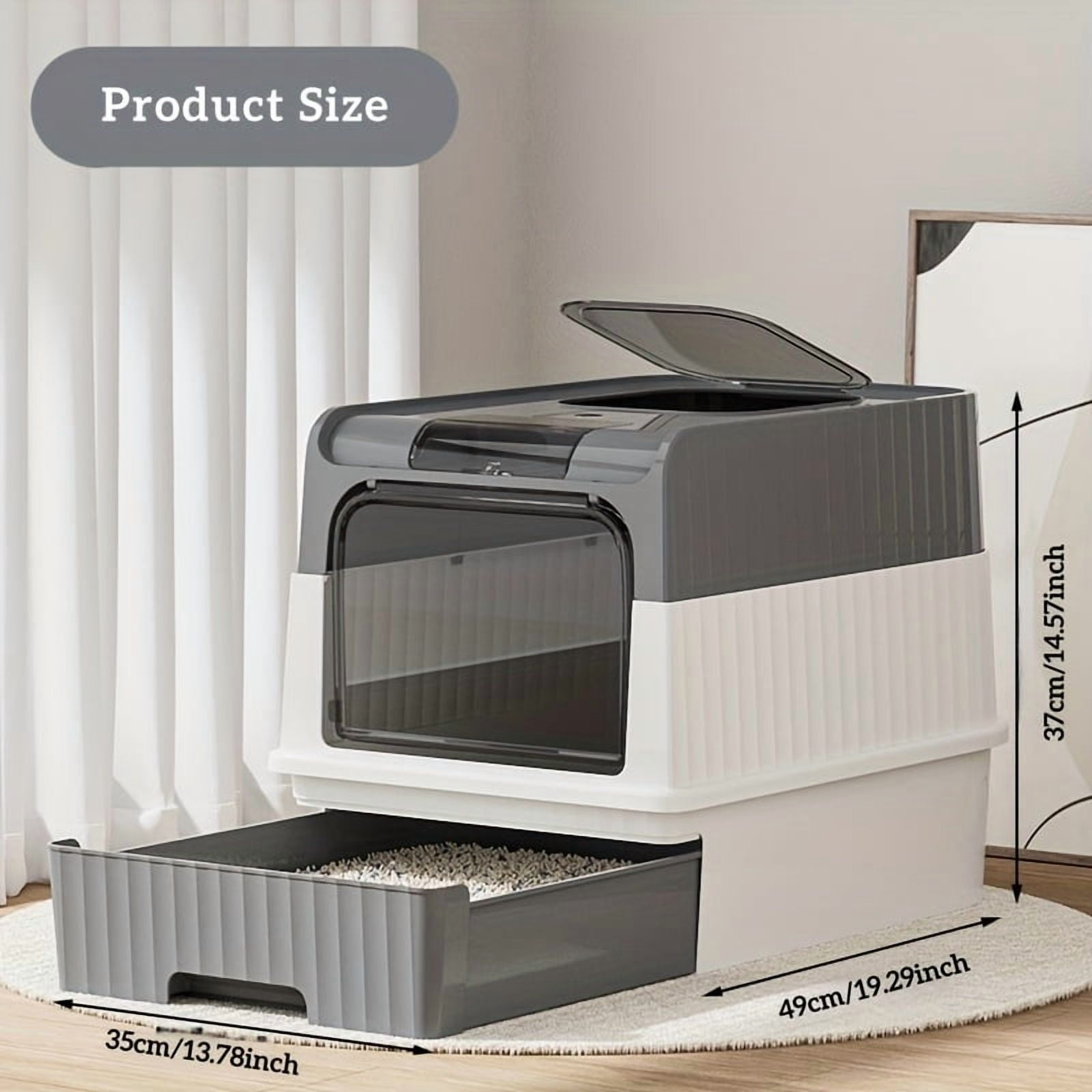 Large Covered Cat Litter Box with Pull‑Out Drawer Front‑Entry Top‑Exit Design Odor Control & Leak‑Resistant Includes Litter Scoop Easy‑Clean for Multi‑Cat Households