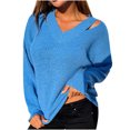 thumbnail image 1 of Moda mujer Casual manga larga cuello en V sólido señoras tejido suéter Tops Fridja ghj987+5527, 1 of 8