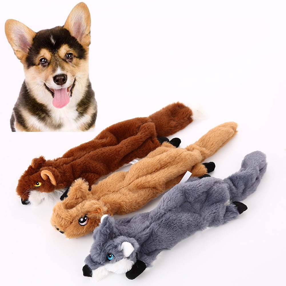 Walbest Dog Squeaky Toys No Stuffing, 1PC Dog Toys Crinkle Dog Toys for Small Dogs Durable Dog Chew Toys Plush Cute Animals Natural Puppy Toys for Teething Pet Toys Squeak (Brown)