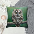thumbnail image 2 of Orinice Owl Branch Green Background Graphic Decorative Cushion Throw Pillow Cover 24x24in, 2 of 5