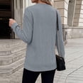 thumbnail image 5 of CQONEPT Women's Long Sleeve V Neck Tops Textured Knit Button Pullover Top Casual Loose Fit Fall Fshion Tunic Shirts Gray XL, 5 of 6