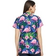 thumbnail image 5 of Stylore Womens Hawaiian Shirt Short Sleeve Blouse Flamingo Navy Blue Pink M, 5 of 7