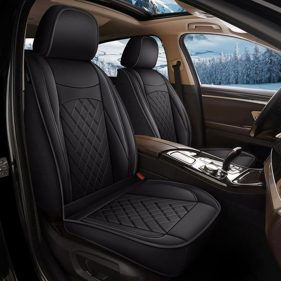 JIAMAOXIN Car Seat Covers Front Seat Fit for Ford Edge 2007-2024 2025: Waterproof Leather Automotive Seat Cushion Protector With Airbag Compatible(Black&Beige)