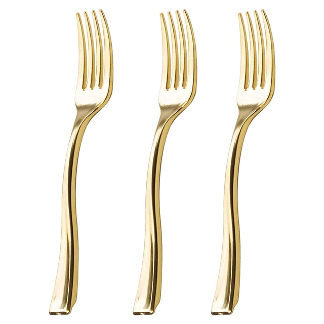 Bewildely Juego de utensilios de cocina fáciles de limpiar de 24 piezas para una experiencia gastronómica sin complicaciones Seguro para Mostrada tenedor dorado 9.8CM