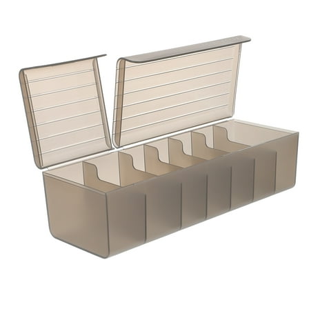 Cable Management Box with 7 Slots for Cord Storage and Organization in Black Plastic