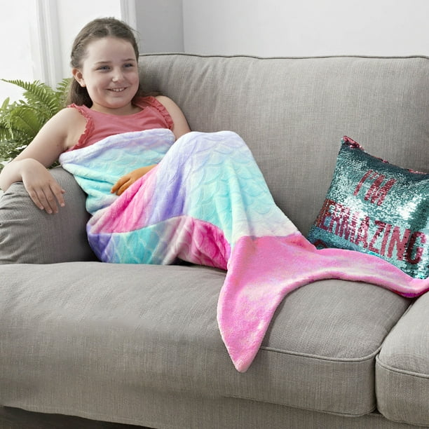 Manta de tiburón sirena saco de dormir para niños manta cola de sirena doble franela