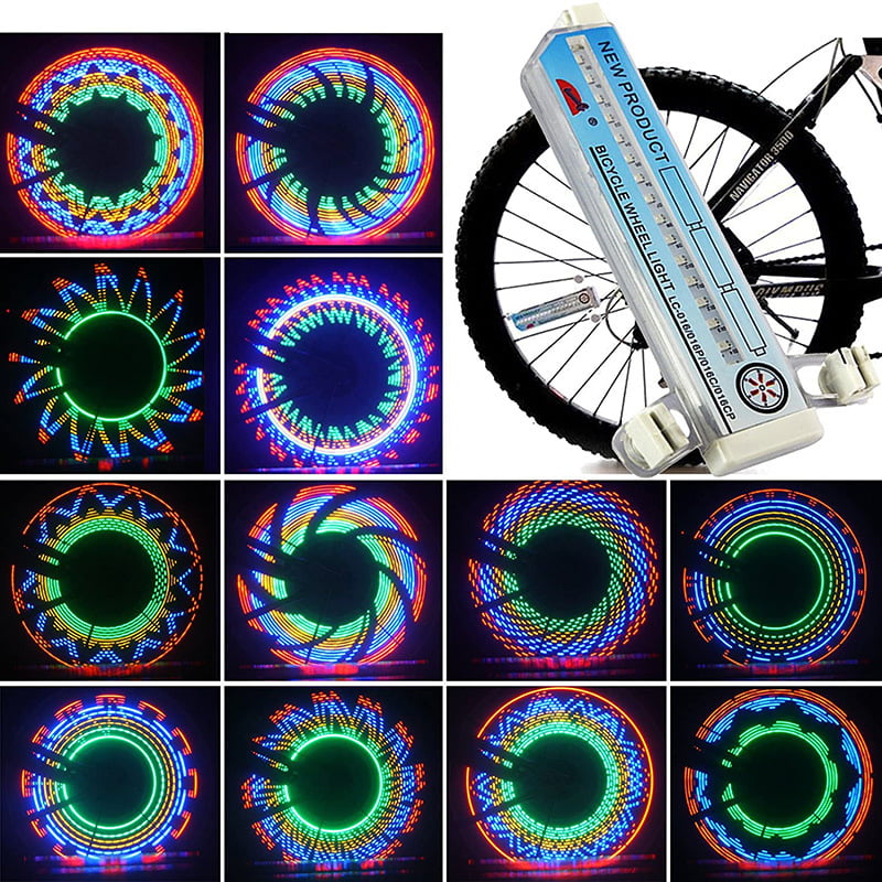 2x 32LED Patterns Spoke Light Cycling Bikes Bicycles Rainbow Wheel Signal Tire 